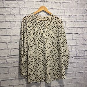 Lush 3XL Cream and Black Animal Print Blouse